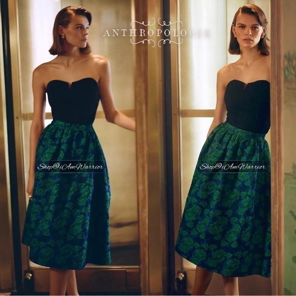 Anthropologie NWT metallic floral a-line midi skirt *shop@iamwarrior - Picture 1 of 12